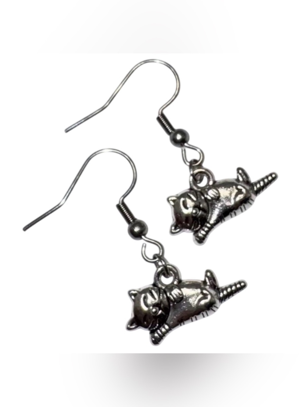 Cat Kitten Kitty Charm Handmade Dangle/Fishhook Earrings